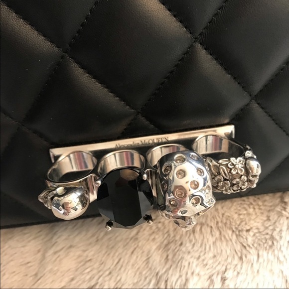 💥SOLD💥 ALEXANDER MCQUEEN QUILTED JEWELED SATCHEL - Picture 8 of 12